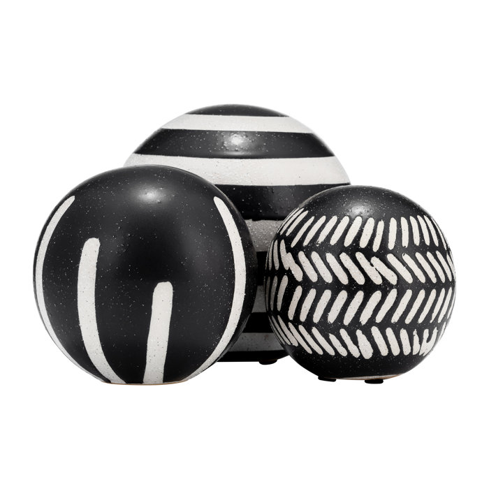 Wrought Studio Concezio 3 Piece Decorative Orbs Contemporary Black